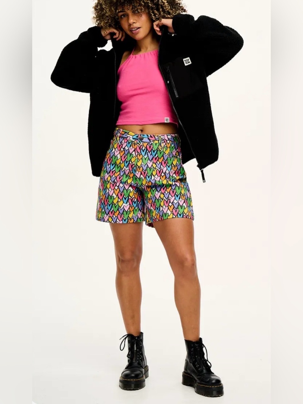 Lucy & Yak Multicolor Heart-Print Bermuda Shorts